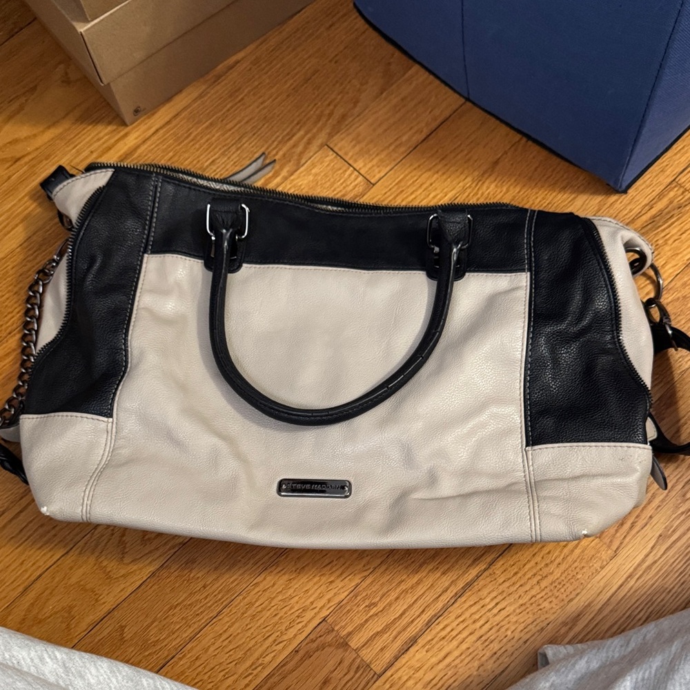 Steve Madden Two-Tone Black and Cream Shoulder Bag